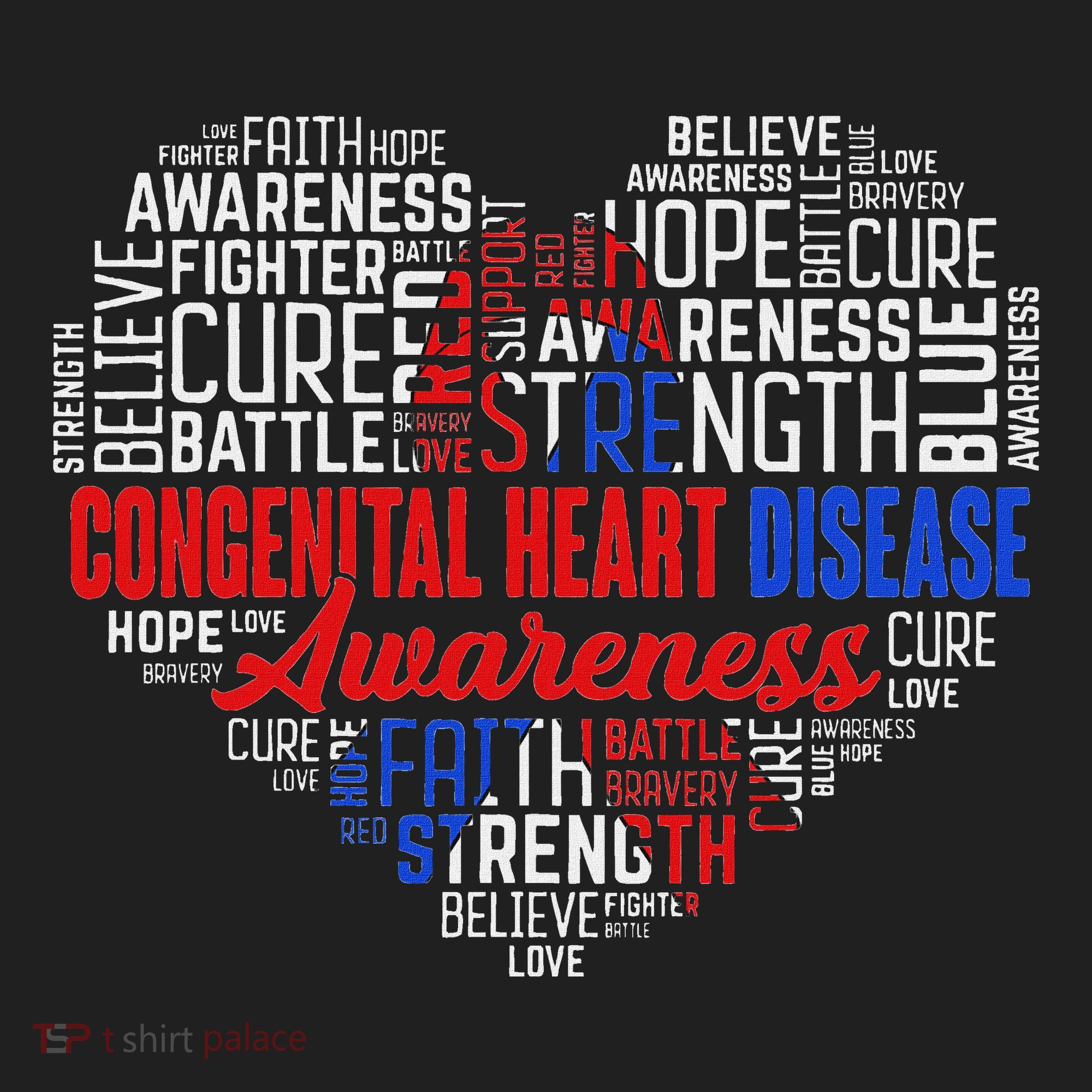 Word Art Heart Red & Blue Ribbon Chd Awareness Day Fighter Beanie