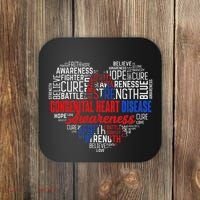 Word Art Heart Red & Blue Ribbon Chd Awareness Day Fighter Coaster thumb 0