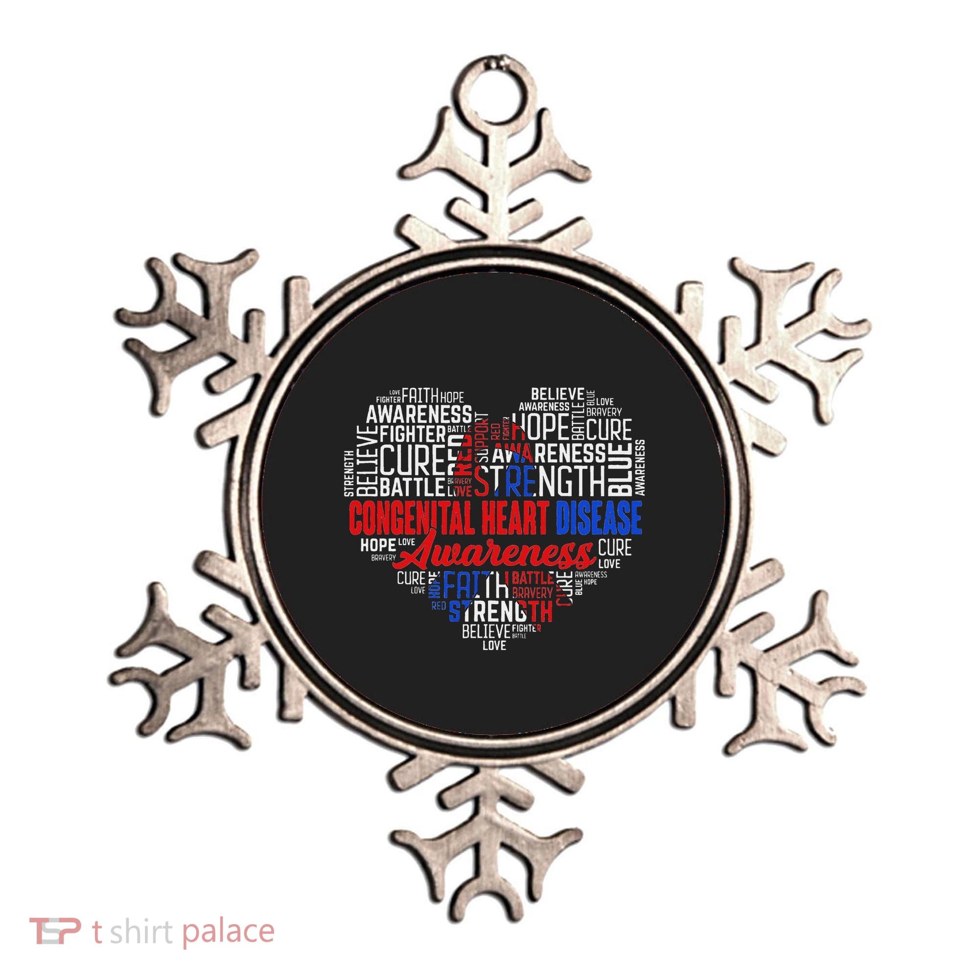 Word Art Heart Red & Blue Ribbon Chd Awareness Day Fighter Ornament