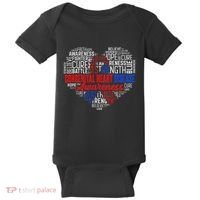 Word Art Heart Red & Blue Ribbon Chd Awareness Day Fighter Baby Bodysuit thumb 0