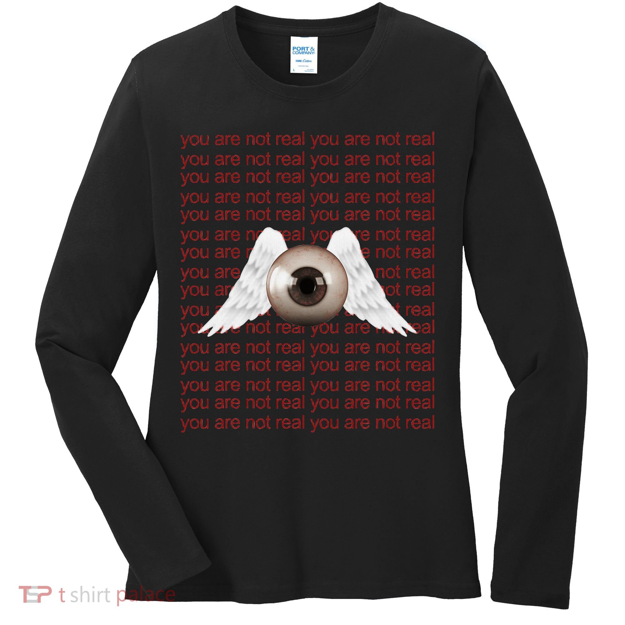 Weirdcore Aesthetic Human Eye Winged Eyeball Strangecore Women's Long Sleeve Shirt