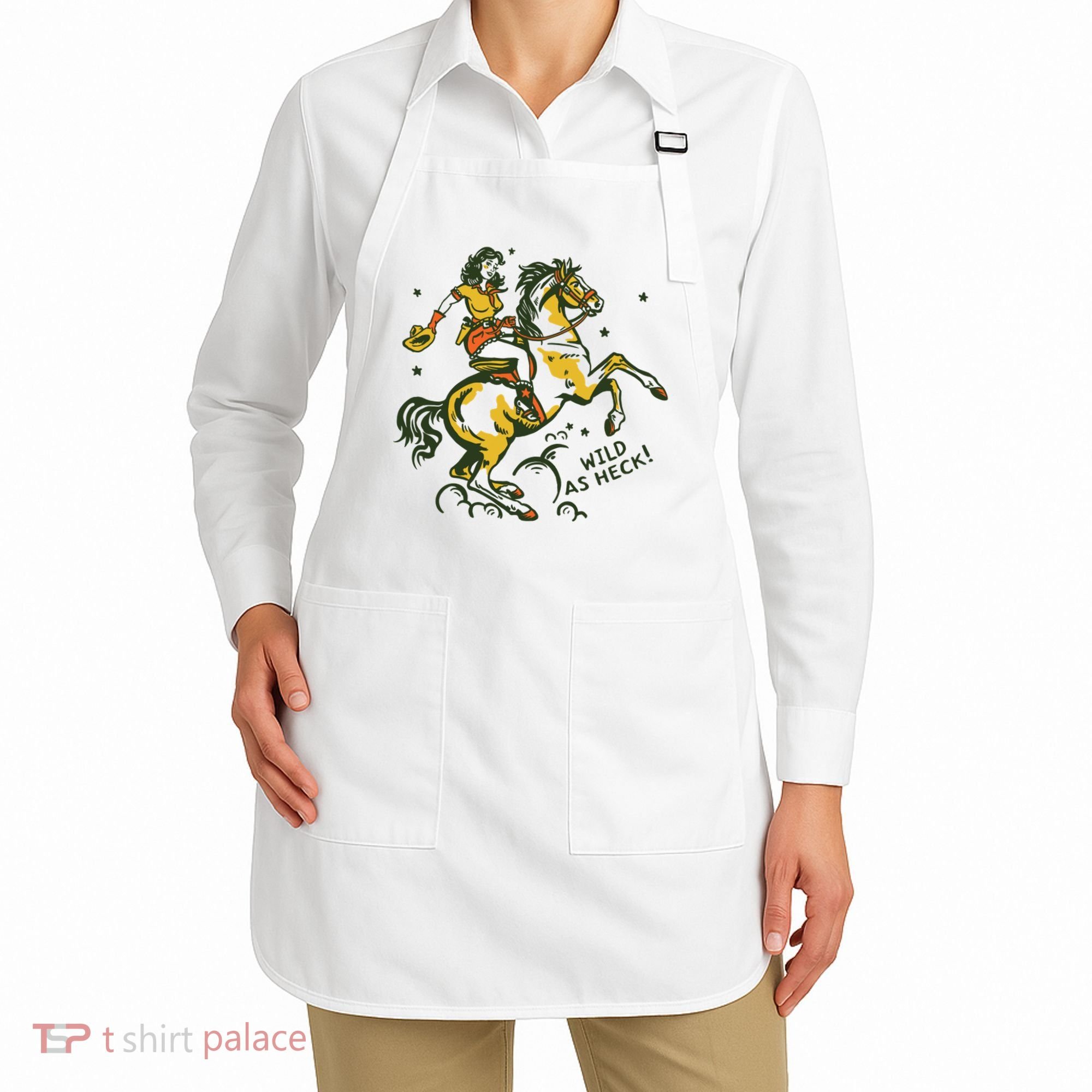 Wild As Heck Cute Retro Cowgirl Art Apron