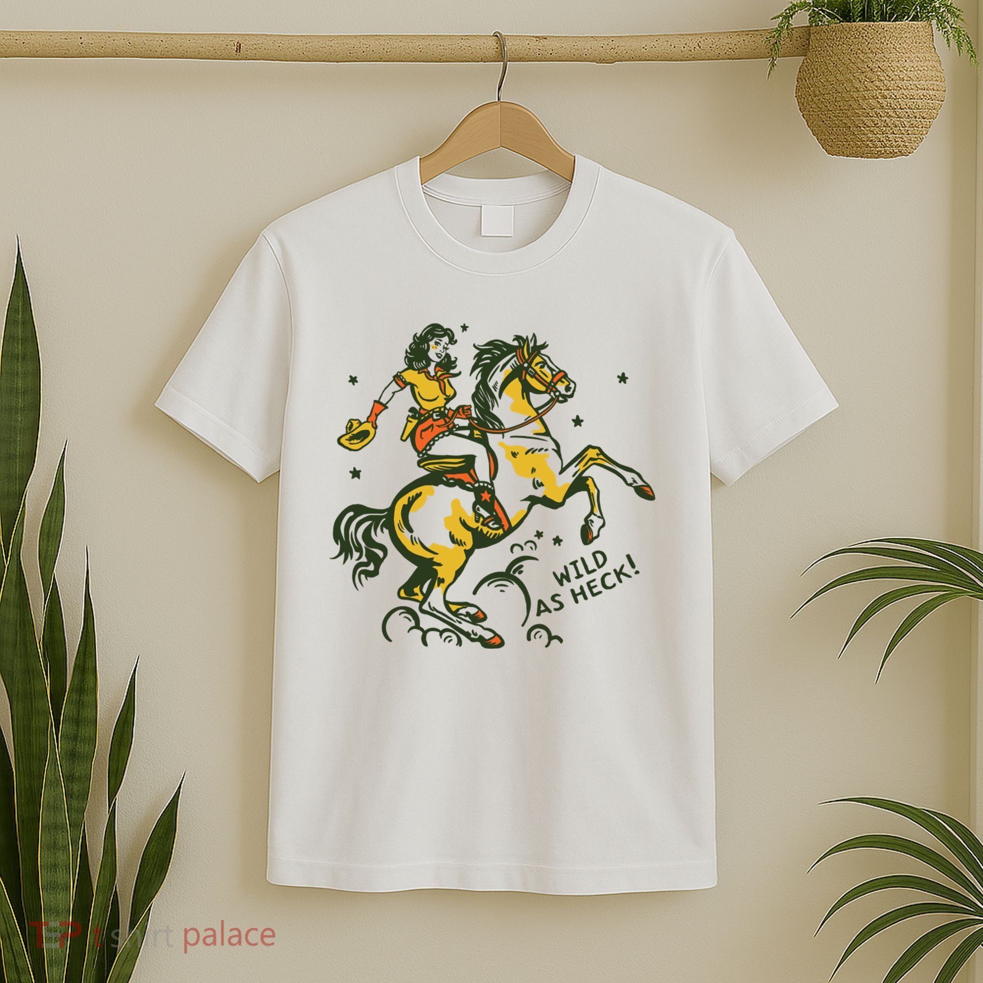 Wild As Heck Cute Retro Cowgirl Art T-Shirt