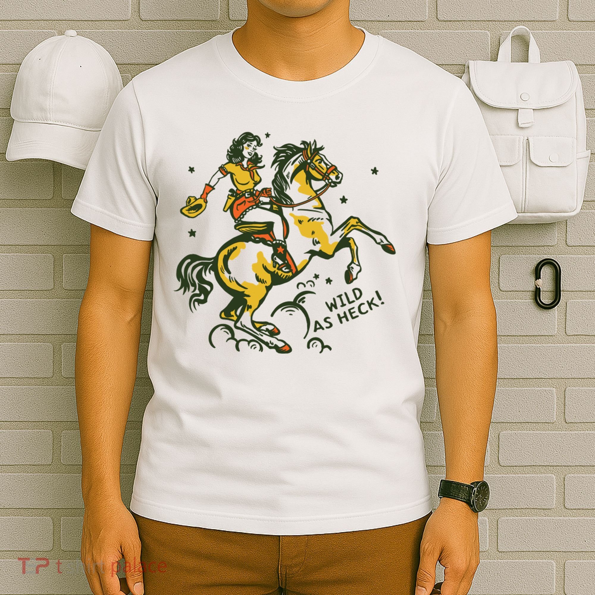 Wild As Heck Cute Retro Cowgirl Art T-Shirt