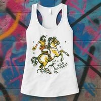 Wild As Heck Cute Retro Cowgirl Art Women's Tank Top thumb 3