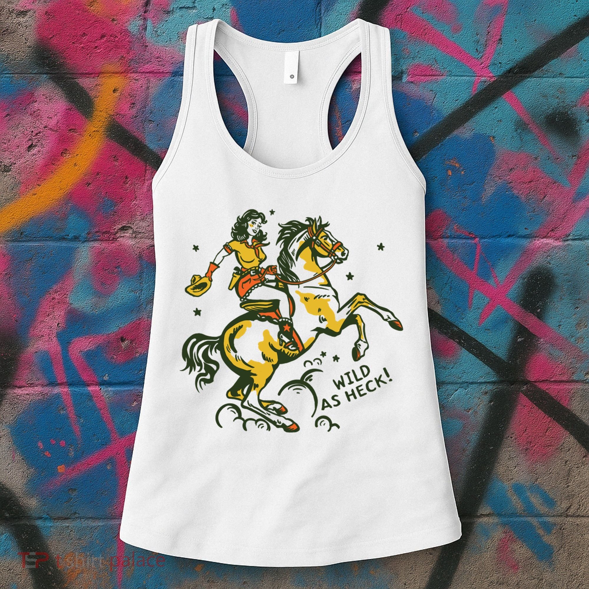 Wild As Heck Cute Retro Cowgirl Art Women's Tank Top