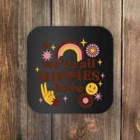 We're All Hippies Here Rainbow Retro Coaster thumb 0