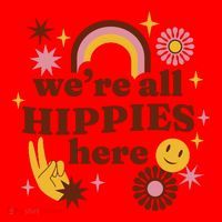 We're All Hippies Here Rainbow Retro Santa Hat thumb 1