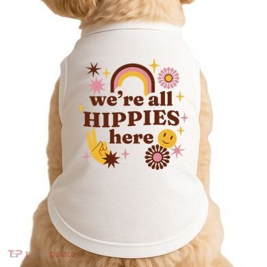 We're All Hippies Here Rainbow Retro Doggie Tank