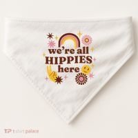 We're All Hippies Here Rainbow Retro USA-Made Doggie Bandana thumb 0