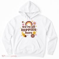 We're All Hippies Here Rainbow Retro Hoodie thumb 0