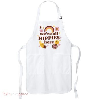 We're All Hippies Here Rainbow Retro Apron