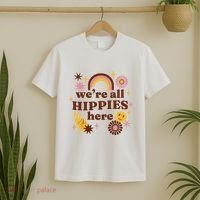 We're All Hippies Here Rainbow Retro T-Shirt thumb 2