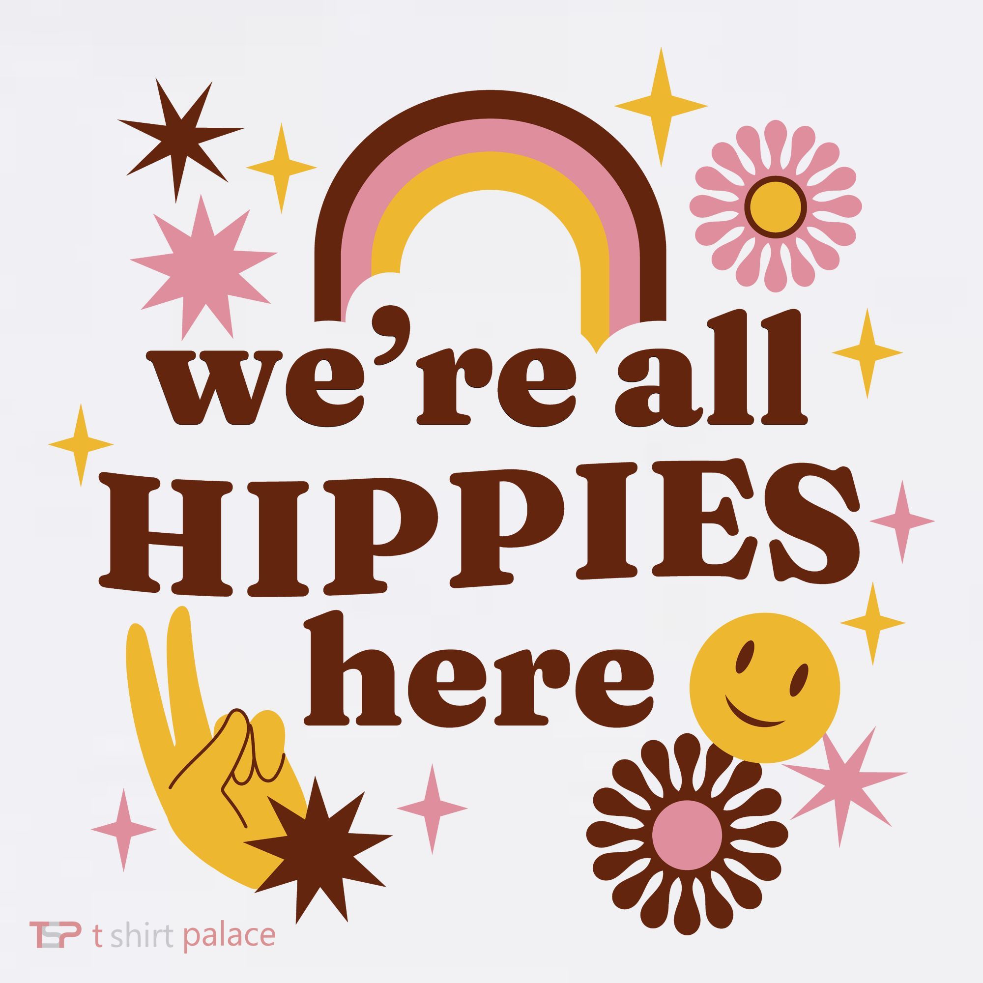 We're All Hippies Here Rainbow Retro Women's Hoodie