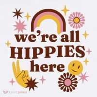 We're All Hippies Here Rainbow Retro Baby Bodysuit thumb 2
