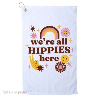 We're All Hippies Here Rainbow Retro Golf Towel