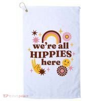 We're All Hippies Here Rainbow Retro Golf Towel thumb 0