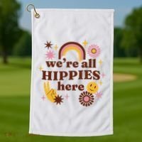 We're All Hippies Here Rainbow Retro Golf Towel thumb 1