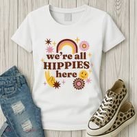 We're All Hippies Here Rainbow Retro Women's T-Shirt thumb 3