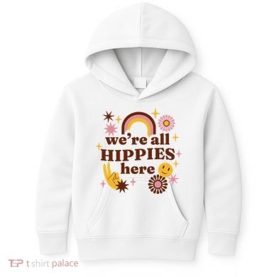 We're All Hippies Here Rainbow Retro Kids Hoodie