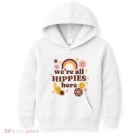 We're All Hippies Here Rainbow Retro Kids Hoodie thumb 0