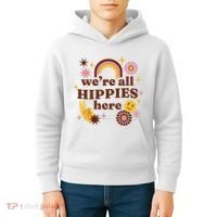 We're All Hippies Here Rainbow Retro Kids Hoodie thumb 4