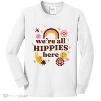 We're All Hippies Here Rainbow Retro Kids Long Sleeve Shirt thumb 0