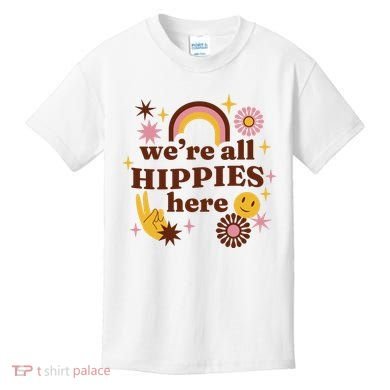We're All Hippies Here Rainbow Retro Kids T-Shirt