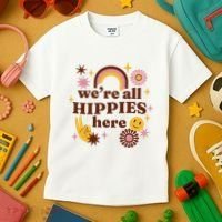 We're All Hippies Here Rainbow Retro Kids T-Shirt thumb 3