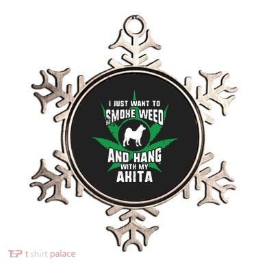 Weed And Hang With My Akita Funny Ornament