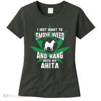 Weed And Hang With My Akita Funny Women's T-Shirt thumb 0