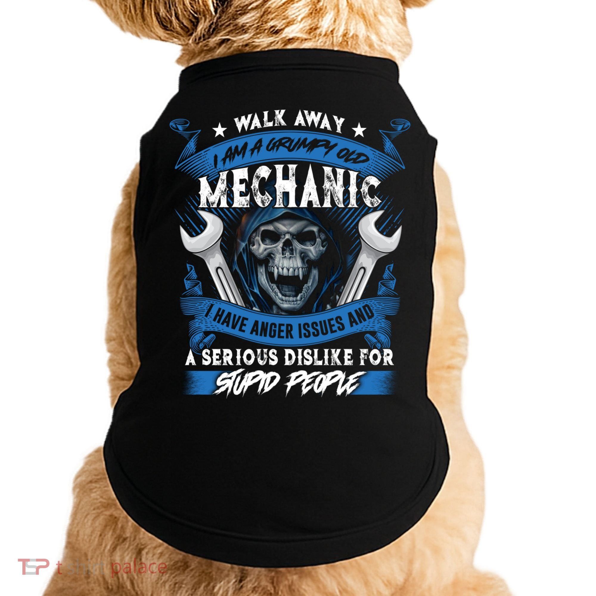 Walk Away I Am A Grumpy Old Mechanic I Have Anger Issues Gift Doggie Tank