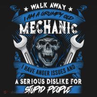 Walk Away I Am A Grumpy Old Mechanic I Have Anger Issues Gift USA-Made Doggie Bandana thumb 2