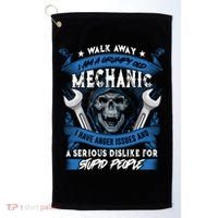 Walk Away I Am A Grumpy Old Mechanic I Have Anger Issues Gift Golf Towel thumb 0