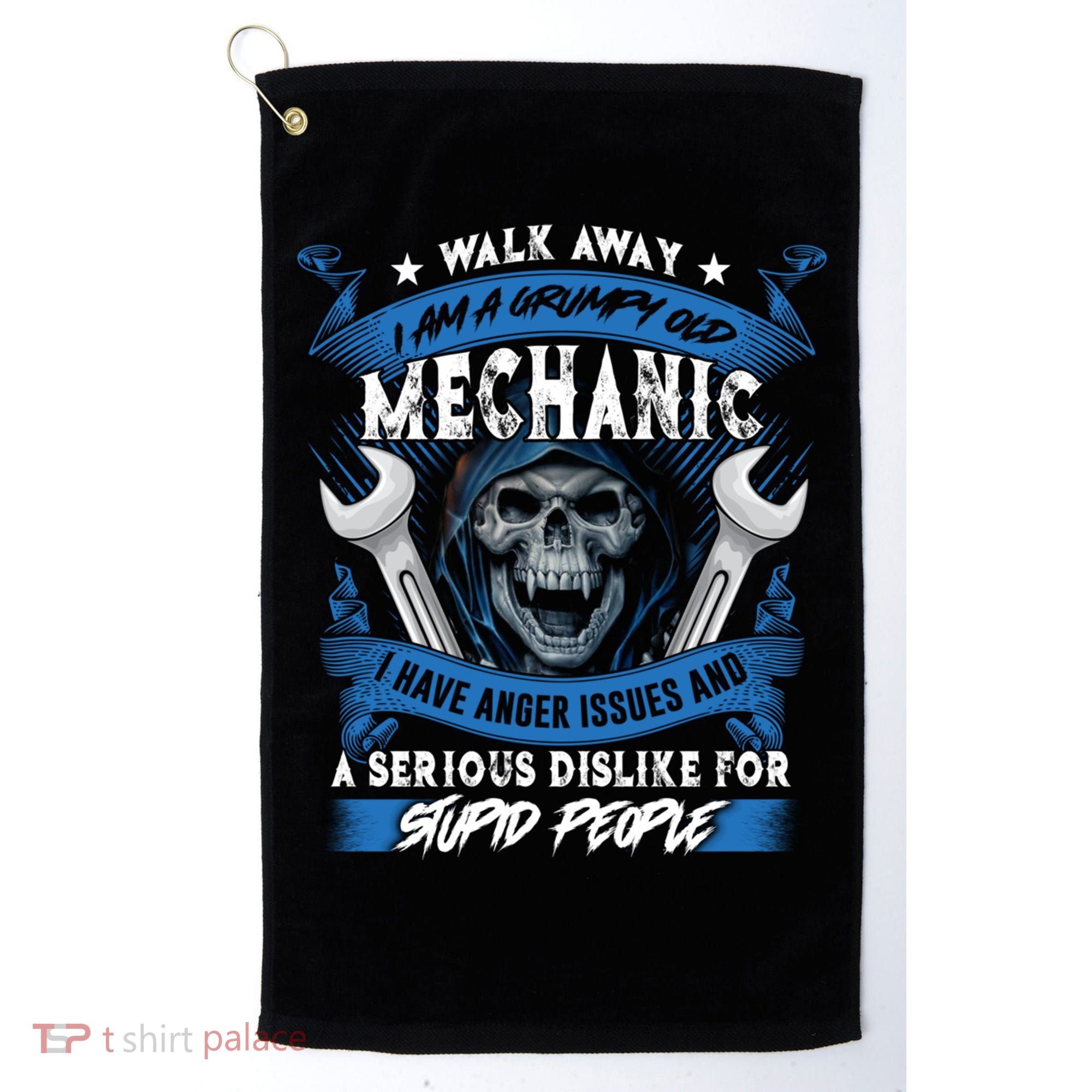 Walk Away I Am A Grumpy Old Mechanic I Have Anger Issues Gift Golf Towel