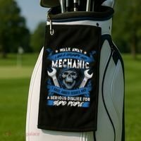 Walk Away I Am A Grumpy Old Mechanic I Have Anger Issues Gift Golf Towel thumb 2