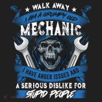 Walk Away I Am A Grumpy Old Mechanic I Have Anger Issues Gift Golf Towel thumb 3