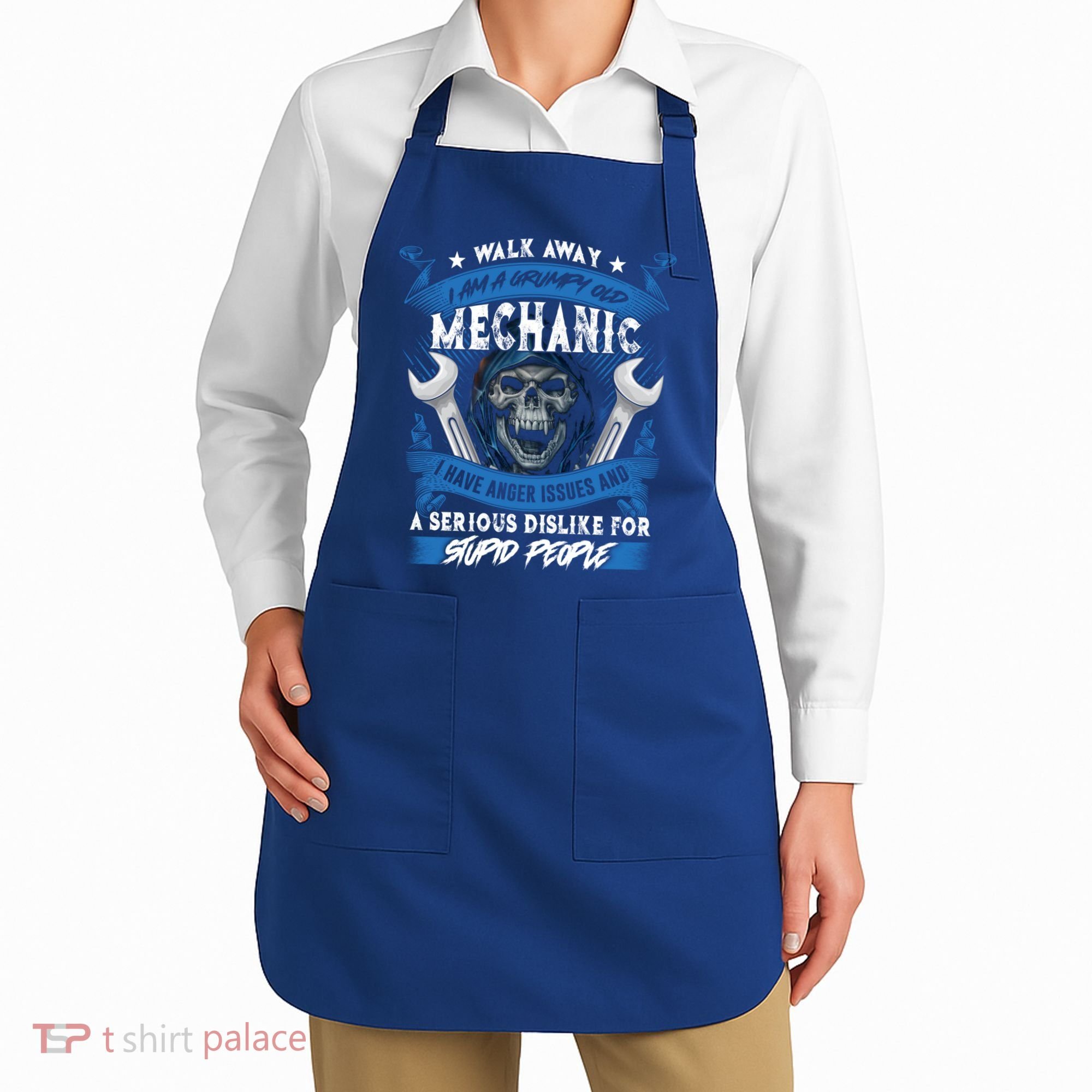 Walk Away I Am A Grumpy Old Mechanic I Have Anger Issues Gift Apron