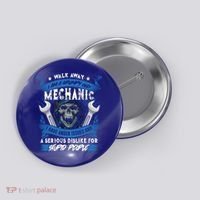 Walk Away I Am A Grumpy Old Mechanic I Have Anger Issues Gift Button thumb 0