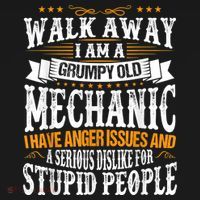 Walk Away I Am A Grumpy Old Mechanic I Have Anger Issues USA-Made Doggie Bandana thumb 2