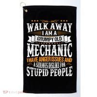 Walk Away I Am A Grumpy Old Mechanic I Have Anger Issues Golf Towel thumb 0