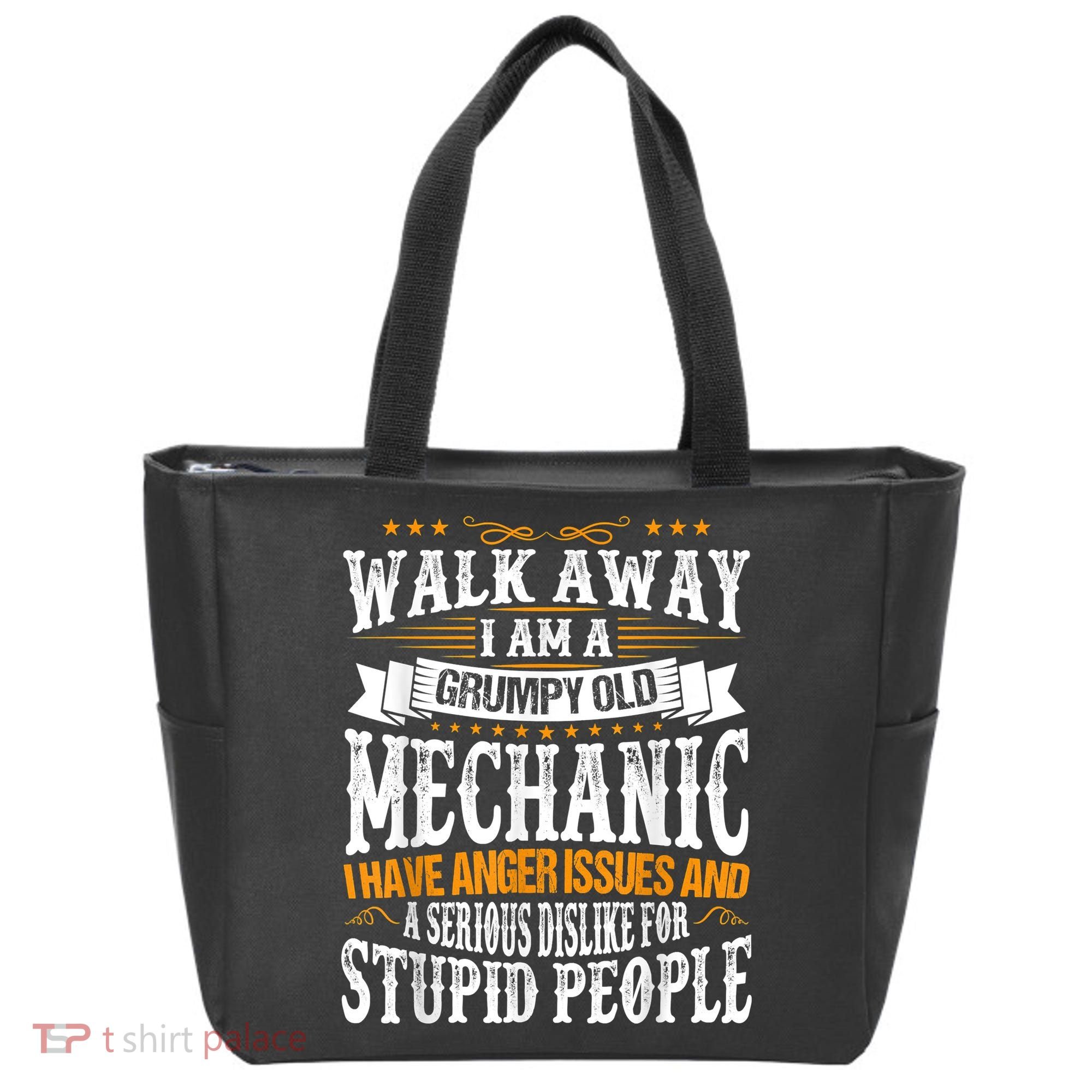 Walk Away I Am A Grumpy Old Mechanic I Have Anger Issues Tote Bag