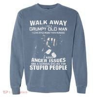 Walk Away I Am A Grumpy Old Man I Love Dogs More Than Humans Garment-Dyed Sweatshirt thumb 0