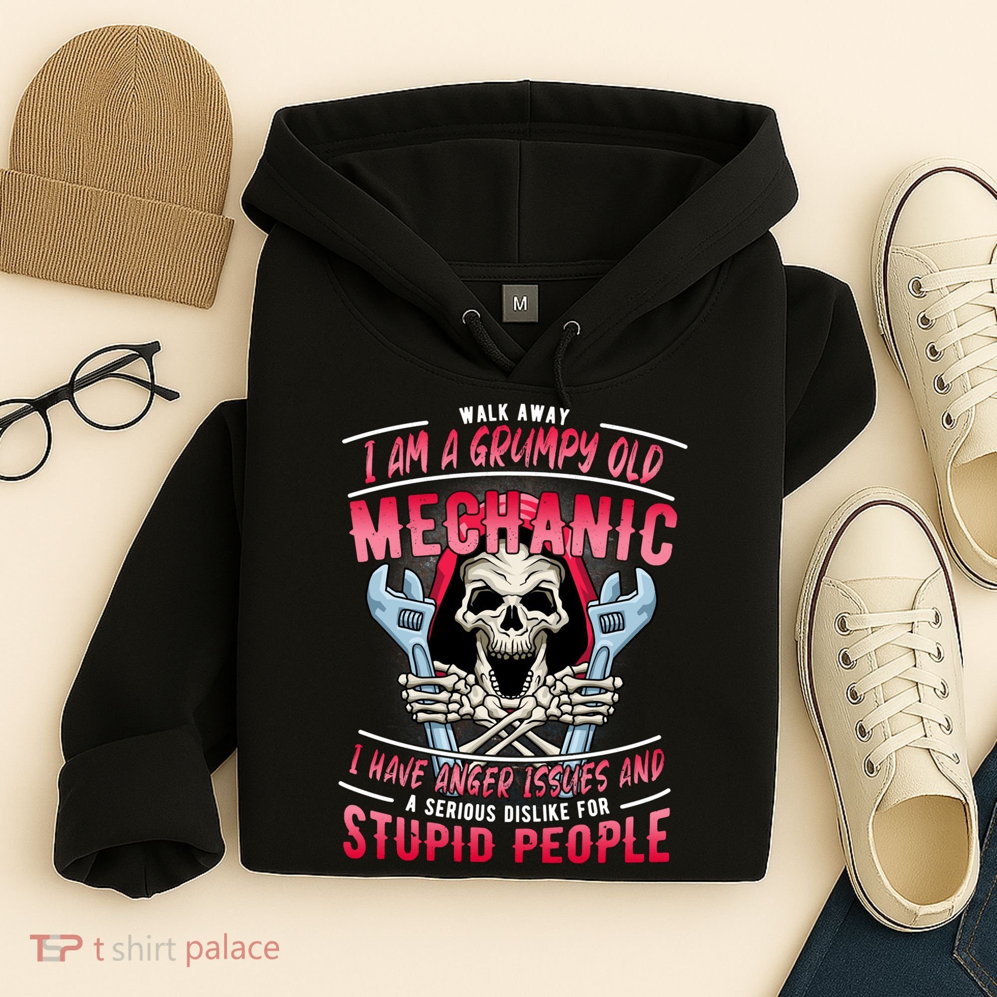 Walk Away I Am A Grumpy Old Mechanic I Have Anger Issues Hoodie