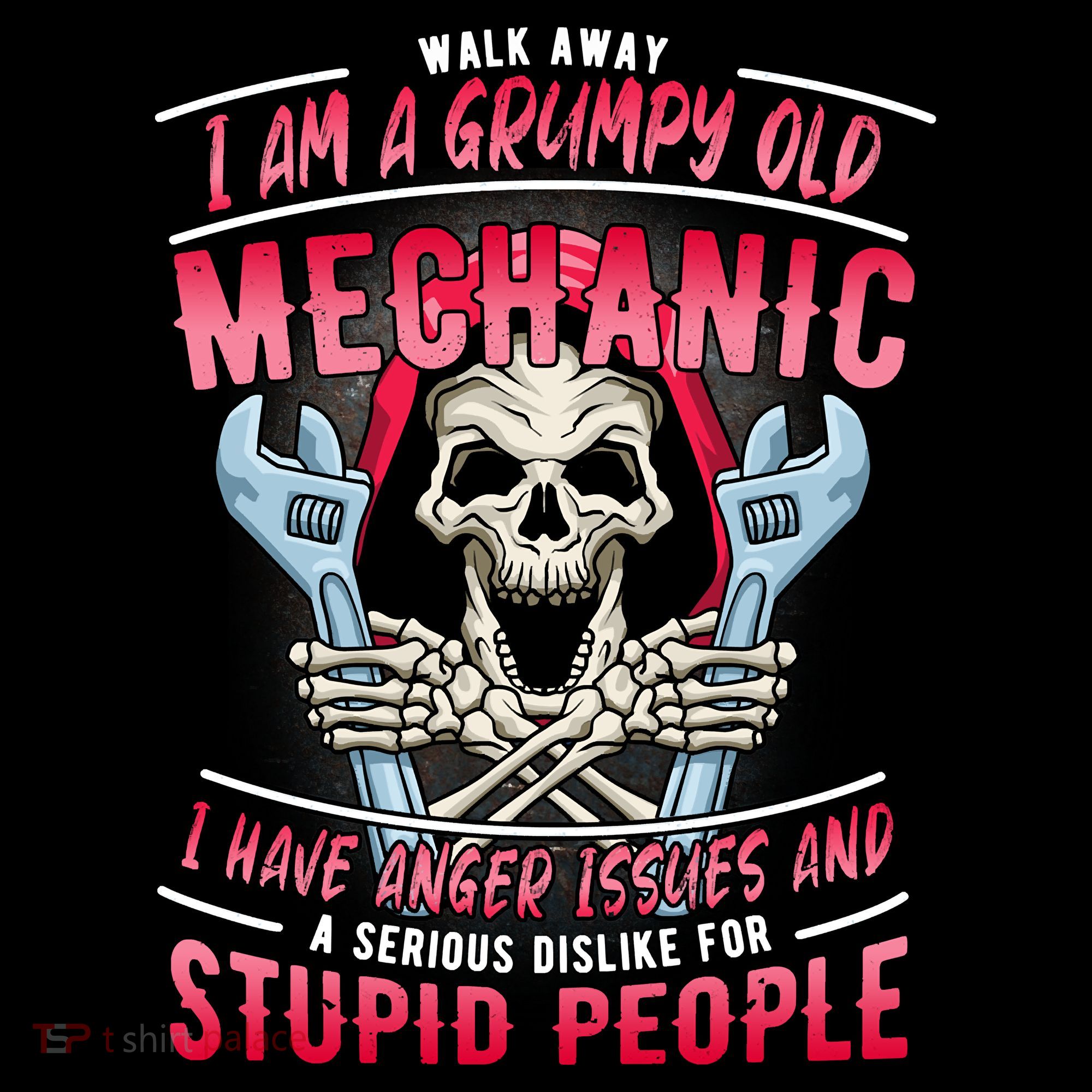 Walk Away I Am A Grumpy Old Mechanic I Have Anger Issues Long Sleeve Shirt