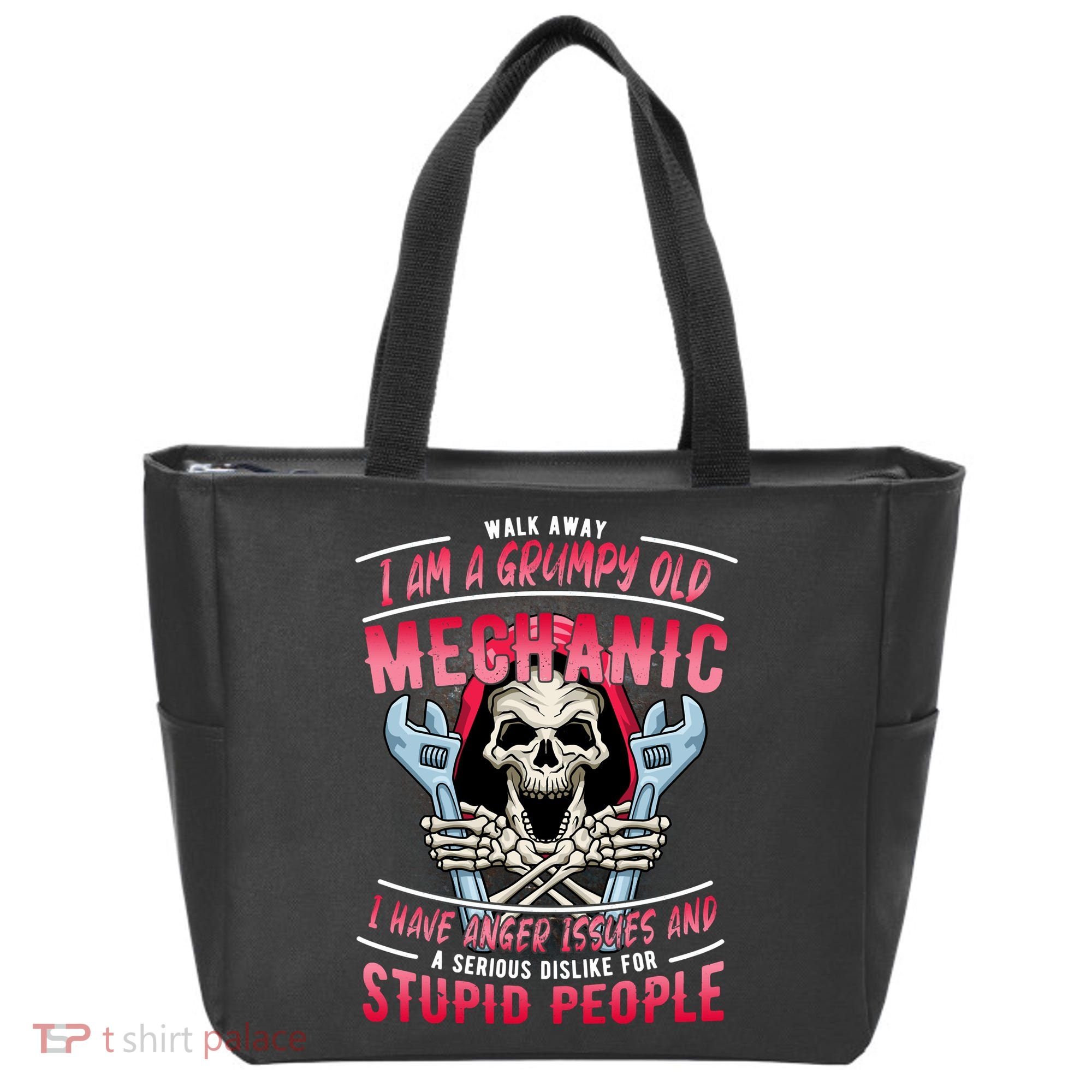 Walk Away I Am A Grumpy Old Mechanic I Have Anger Issues Tote Bag