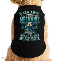 Walk Away I'm A Grumpy Old Mechanic (On Back) Doggie Tank thumb 0