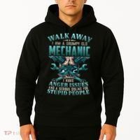 Walk Away I'm A Grumpy Old Mechanic (On Back) Hoodie thumb 2