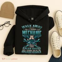 Walk Away I'm A Grumpy Old Mechanic (On Back) Hoodie thumb 4