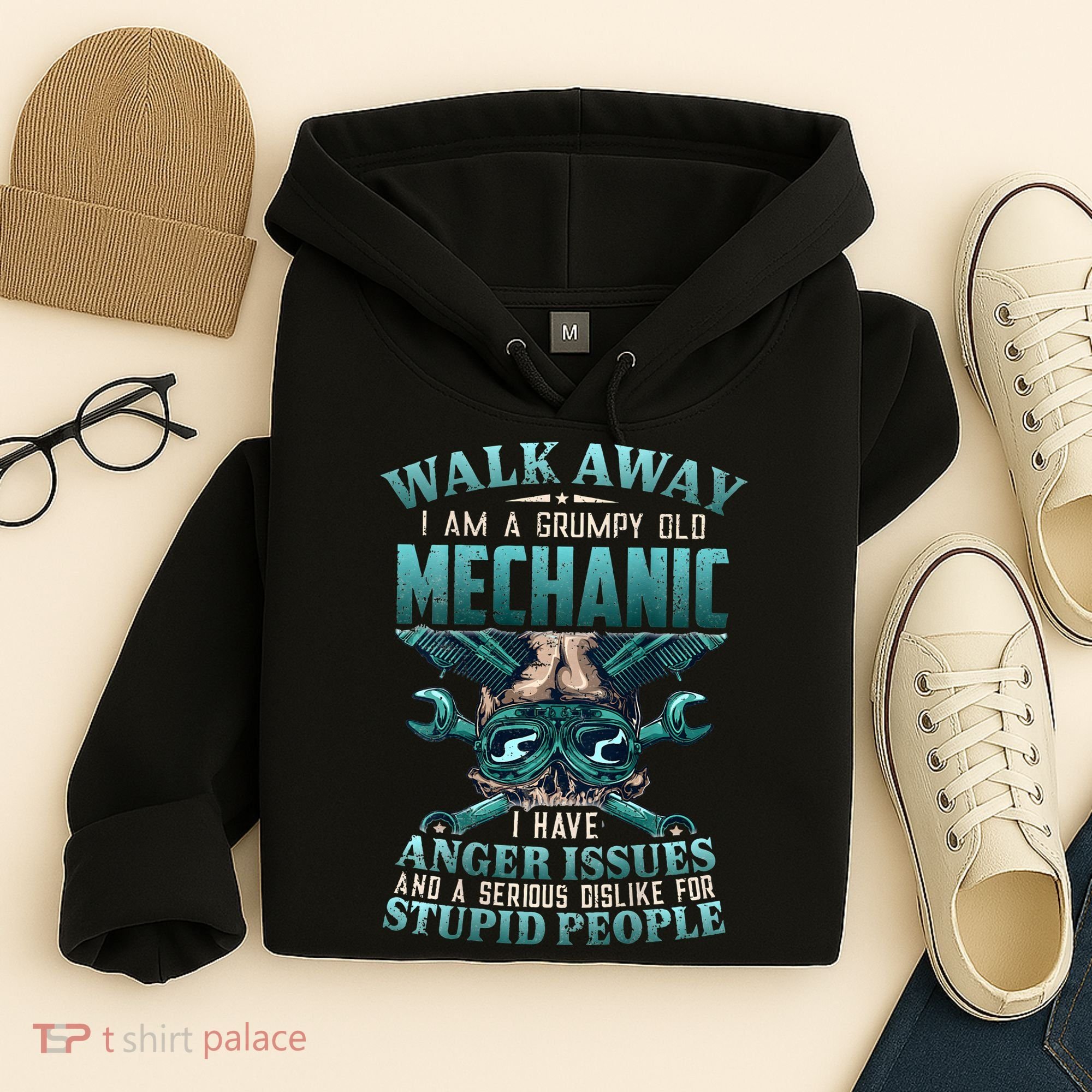 Walk Away I'm A Grumpy Old Mechanic (On Back) Hoodie